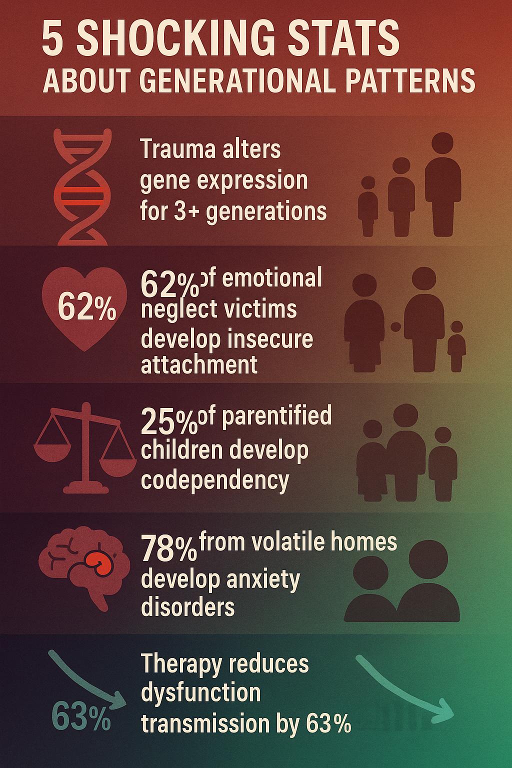 Diagram showing how trauma creates epigenetic changes that pass through three generations